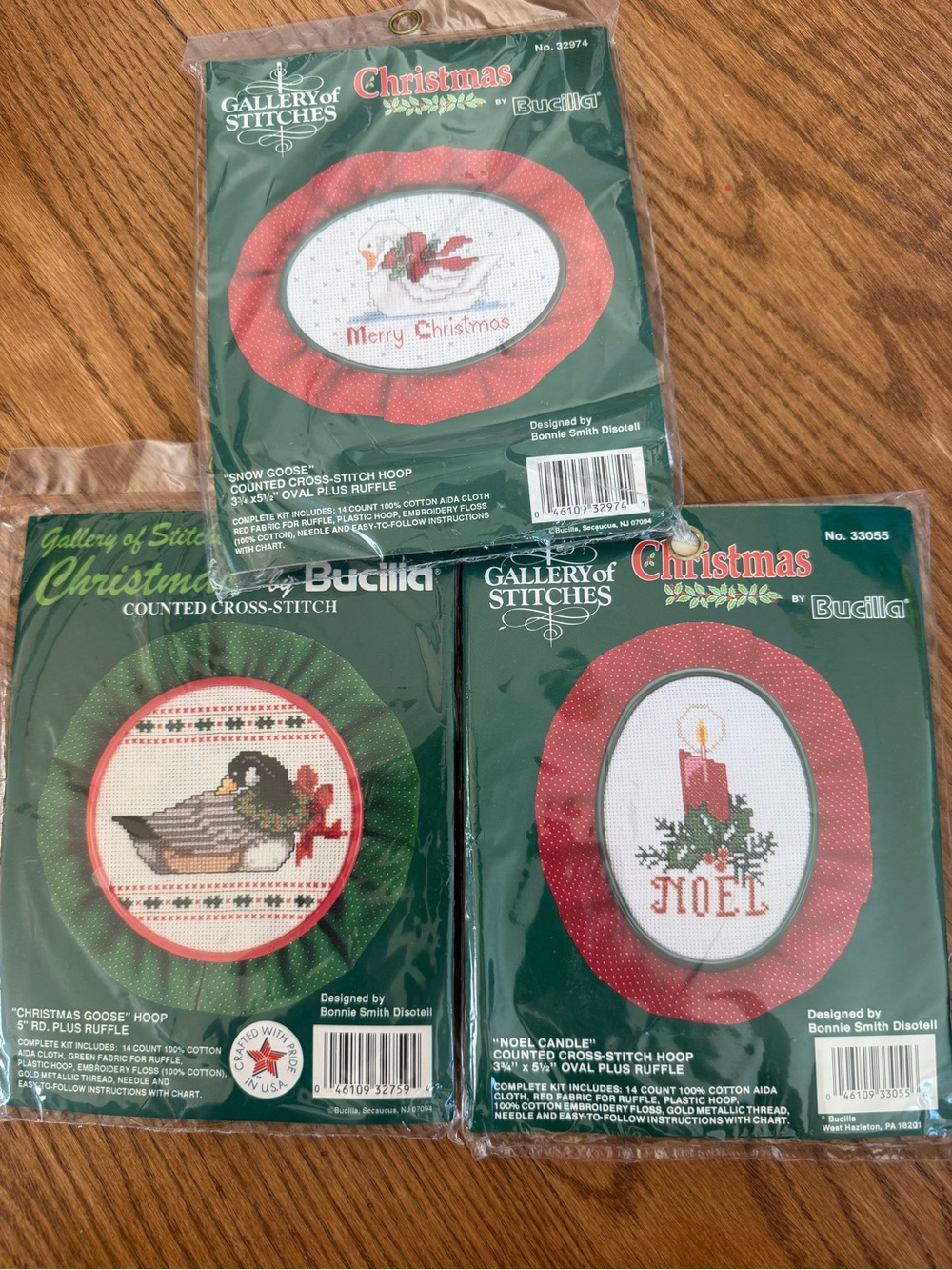 Set of 3 vintage Bucilla Gallery of Stitches Christmas cross stitch kits - NWT